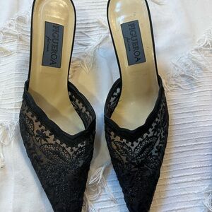Black Lace Women's Mules